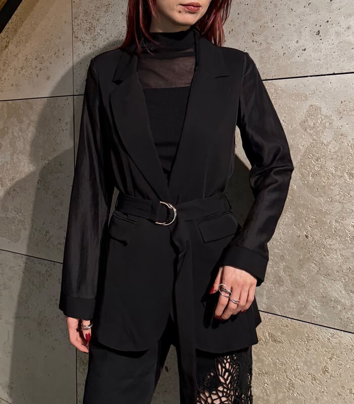 【GAUDI】シースルーデザインウエストベルトポイントジャケット★IT611FD35002