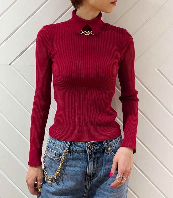 【SALE】【Rinascimento】ロゴチャーム装飾タートルニット●RIN11291