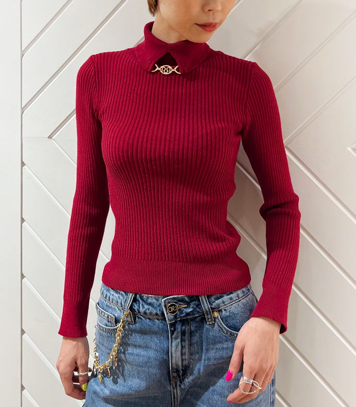 【SALE】【Rinascimento】ロゴチャーム装飾タートルニット●RIN11291