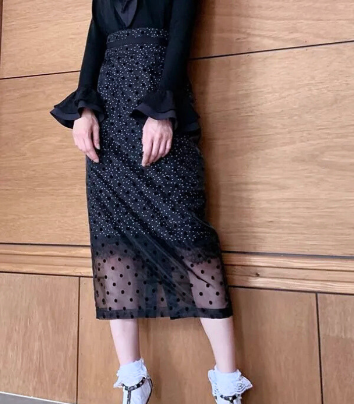 【Adonisis】フロッキードットレイヤードスカート★☆250317