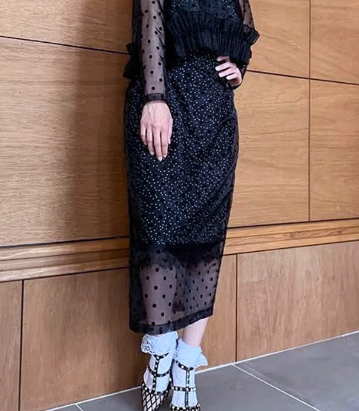 【Adonisis】フロッキードットレイヤードスカート★☆250317