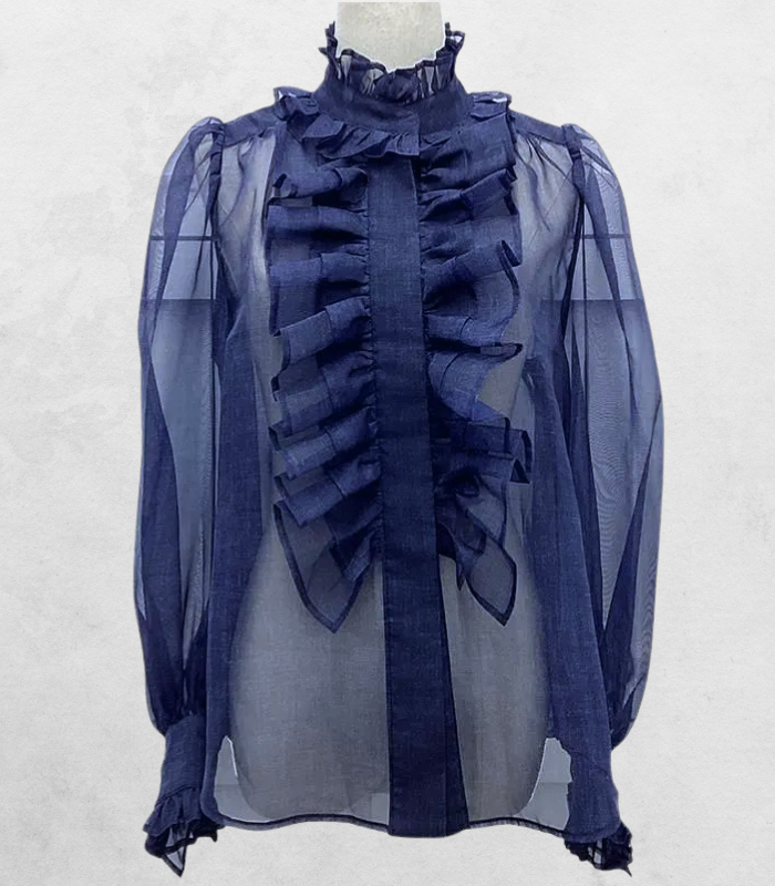 【Adonisis】デニムプリントオーガンジーブラウス★☆S25320