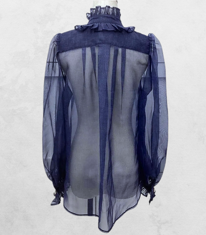 【Adonisis】デニムプリントオーガンジーブラウス★☆S25320