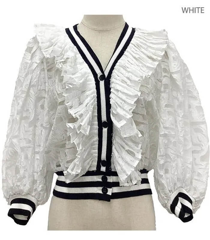 【SALE】【Adonisis】オーガンジープリーツカーディガン▼☆260201