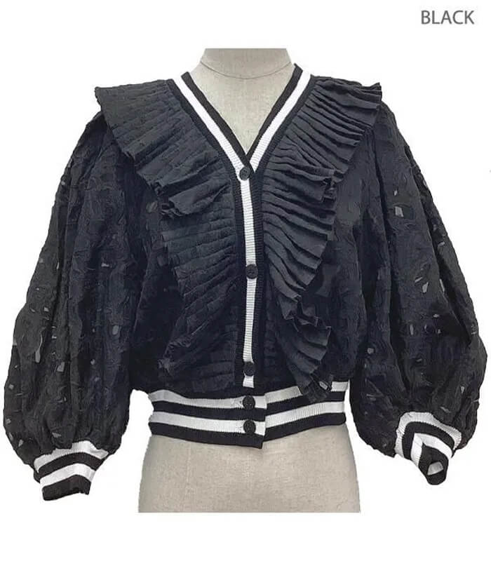 【SALE】【Adonisis】オーガンジープリーツカーディガン▼☆260201
