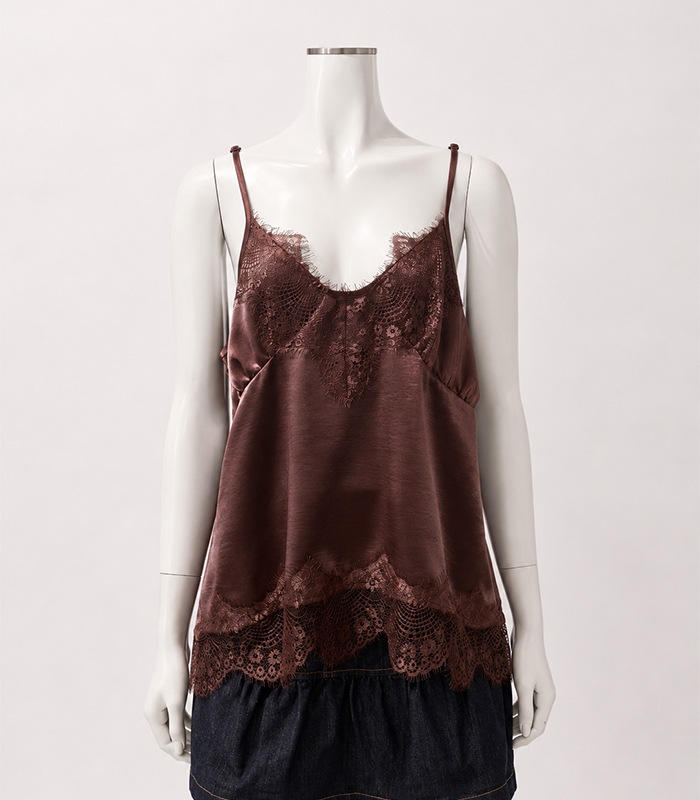 【Dignite collier】サテンレースキャミソール★☆80268366