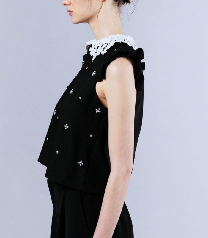 【DOUBLE STANDARD CLOTHING/Sov.】パールフリル ノースリーブトップス★0308-180-253