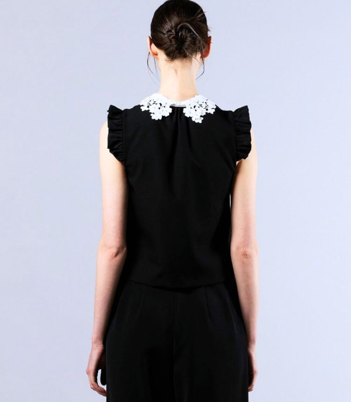 【DOUBLE STANDARD CLOTHING/Sov.】パールフリル ノースリーブトップス★0308-180-253