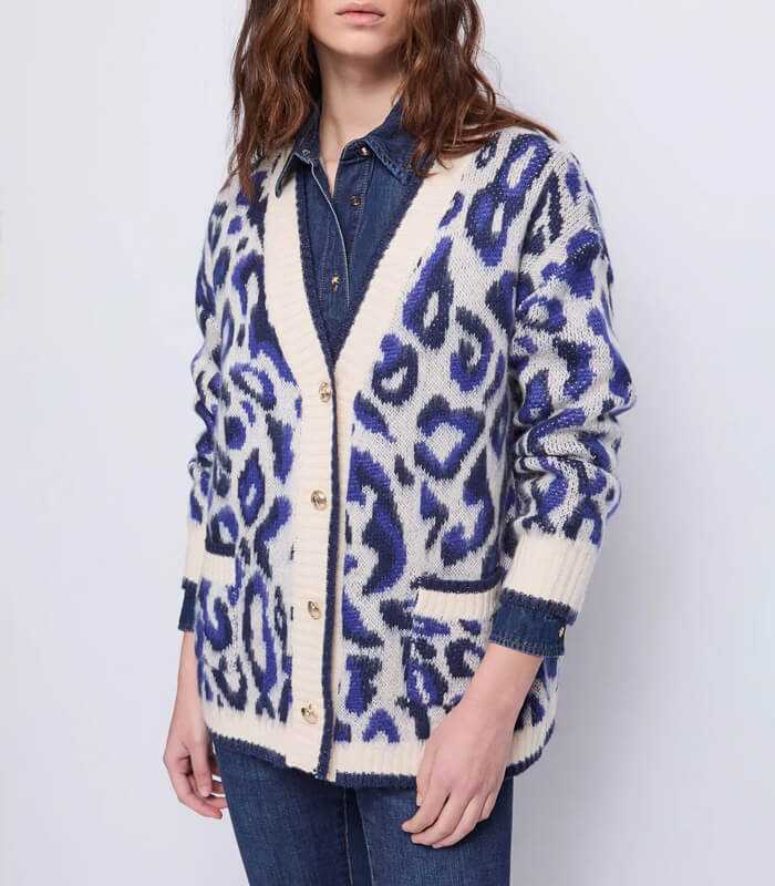 GAUDI】レオパードジャガードVネックカーディガン☆IT521BD53044