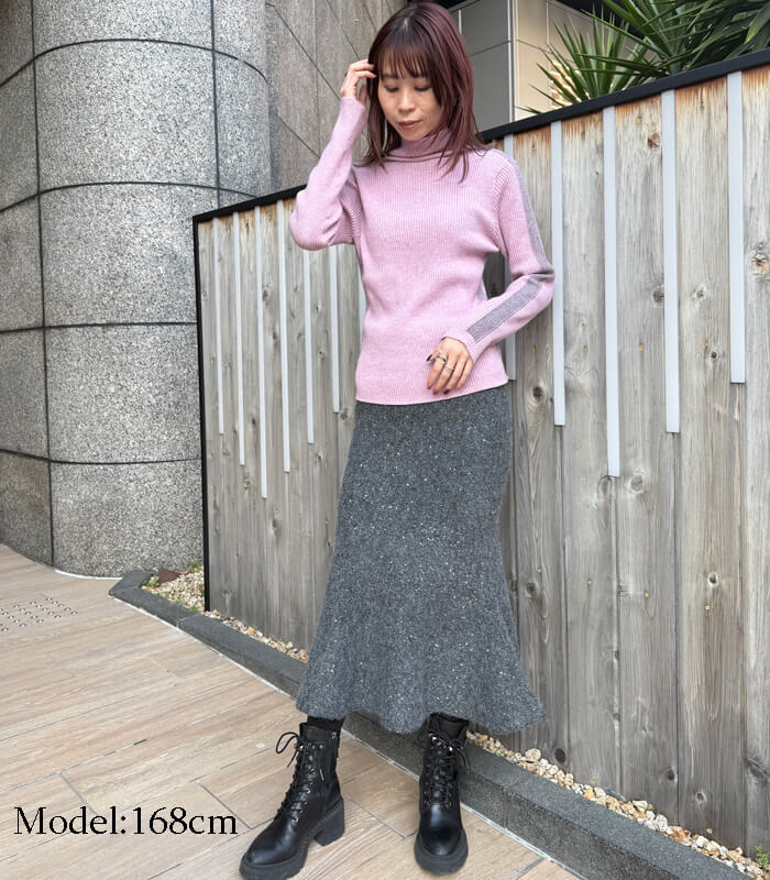 【SALE】【PaulineBleu】サイドラメラインタートルニット▼☆37440