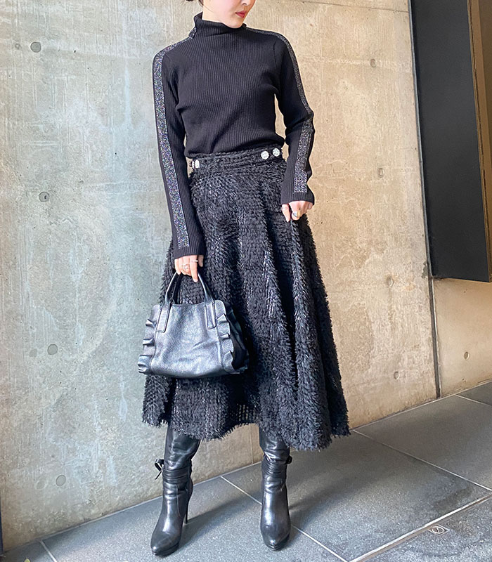 【SALE】【PaulineBleu】サイドラメラインタートルニット▼☆37440