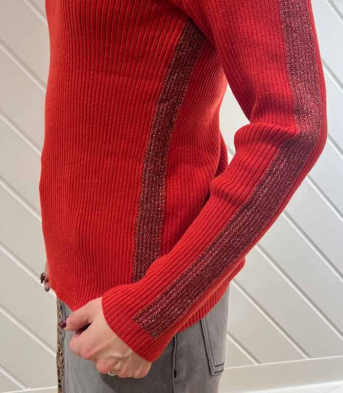 【SALE】【PaulineBleu】サイドラメラインタートルニット▼☆37440