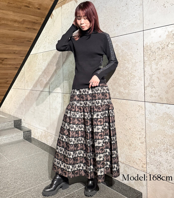 【SALE】【PaulineBleu】サイドラメラインタートルニット▼☆37440