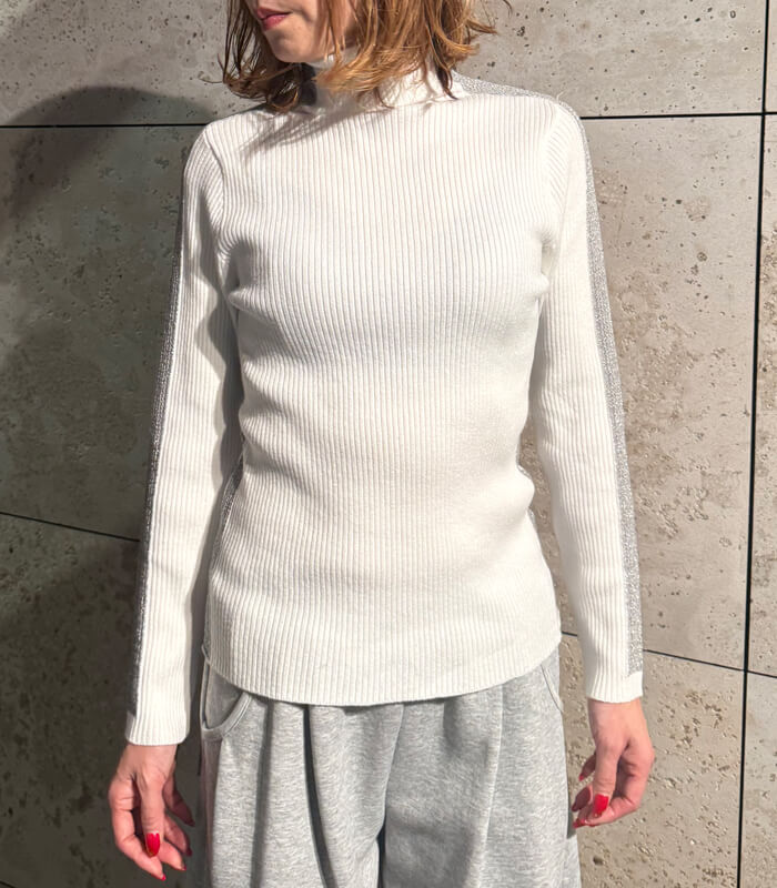 【SALE】【PaulineBleu】サイドラメラインタートルニット▼☆37440