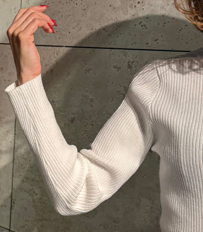 【SALE】【PaulineBleu】サイドラメラインタートルニット▼☆37440