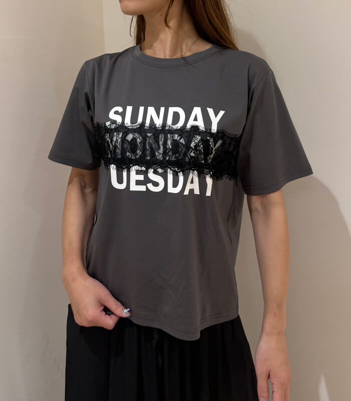SALE】【MoNiLE】シルケット天竺レース付きロゴTシャツ▽2934 | WEAR