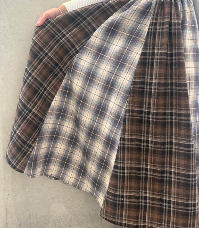 【MoNiLE】ネルチェック柄組み合わせロングスカート★☆2993