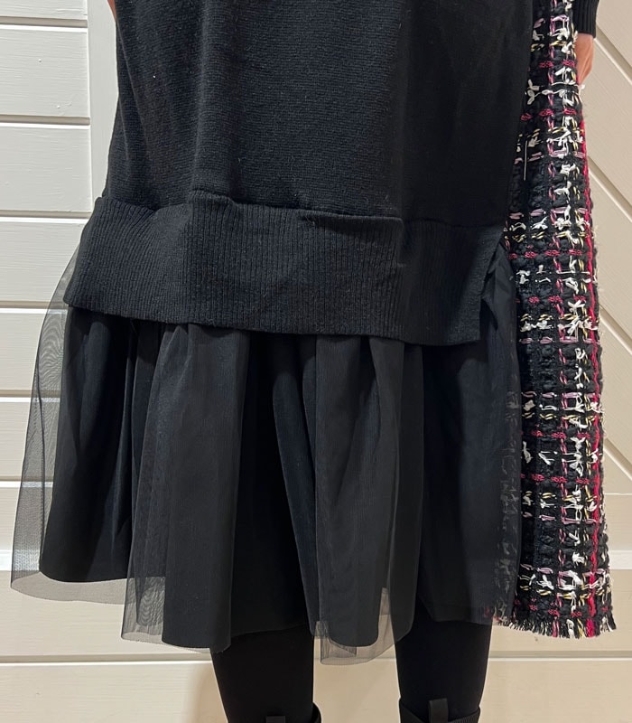 SALE】【Re.Verofonna】ツイード＆チュールニットワンピース