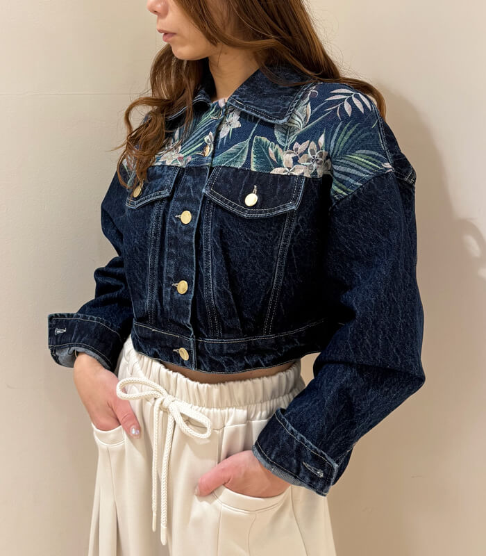 RINASCIMENTO】ボタニカルポイントデニムジャケット☆ITRIN127474