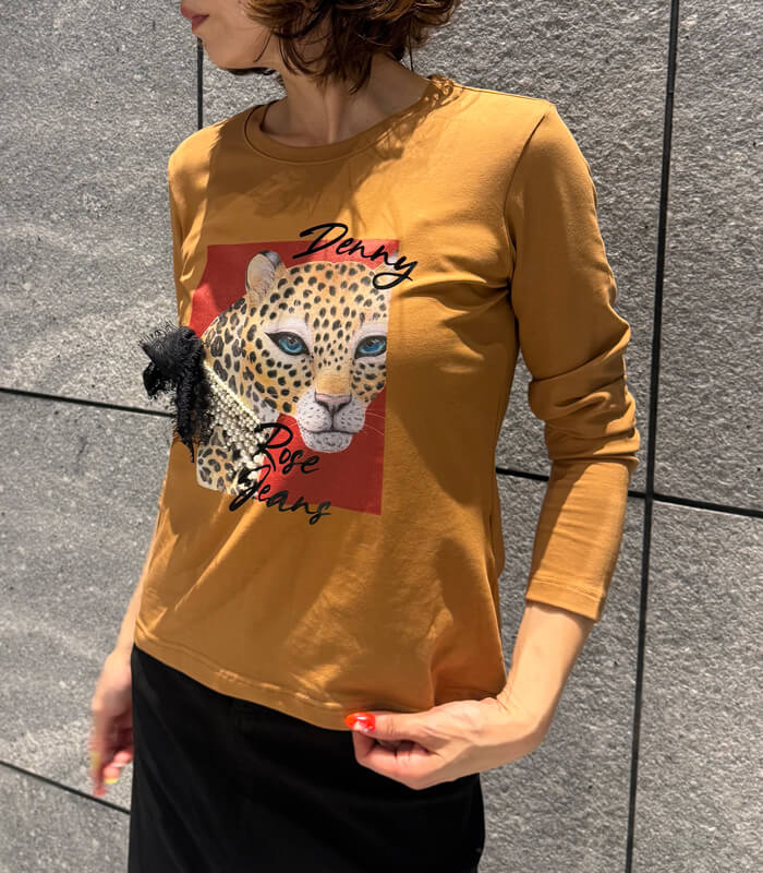 【DENNY ROSE】レオパードビジューロングTシャツ★IT621ND64030