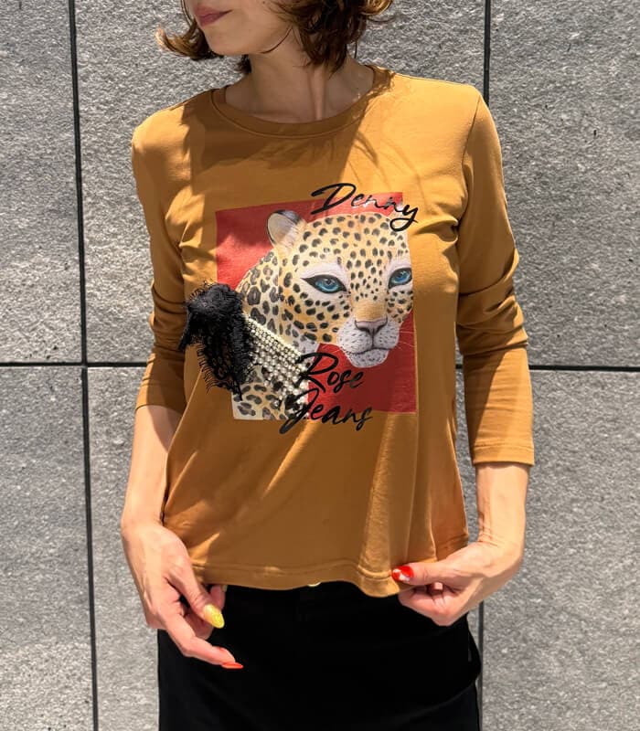 【DENNY ROSE】レオパードビジューロングTシャツ★IT621ND64030