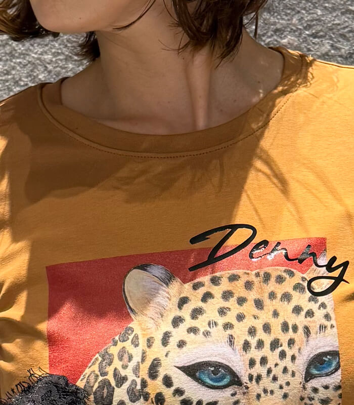 【DENNY ROSE】レオパードビジューロングTシャツ★IT621ND64030