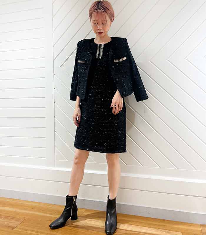 【SALE】【Rinascimento】ラメツィードノーカラージャケット▼RIN19573