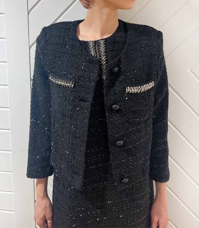 【SALE】【Rinascimento】ラメツィードノーカラージャケット▼RIN19573