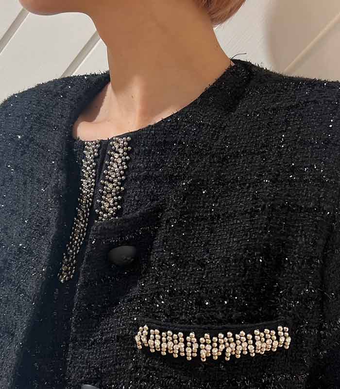 【SALE】【Rinascimento】ラメツィードノーカラージャケット▼RIN19573