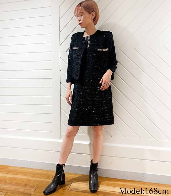 【SALE】【Rinascimento】ラメツィードノーカラージャケット▼RIN19573