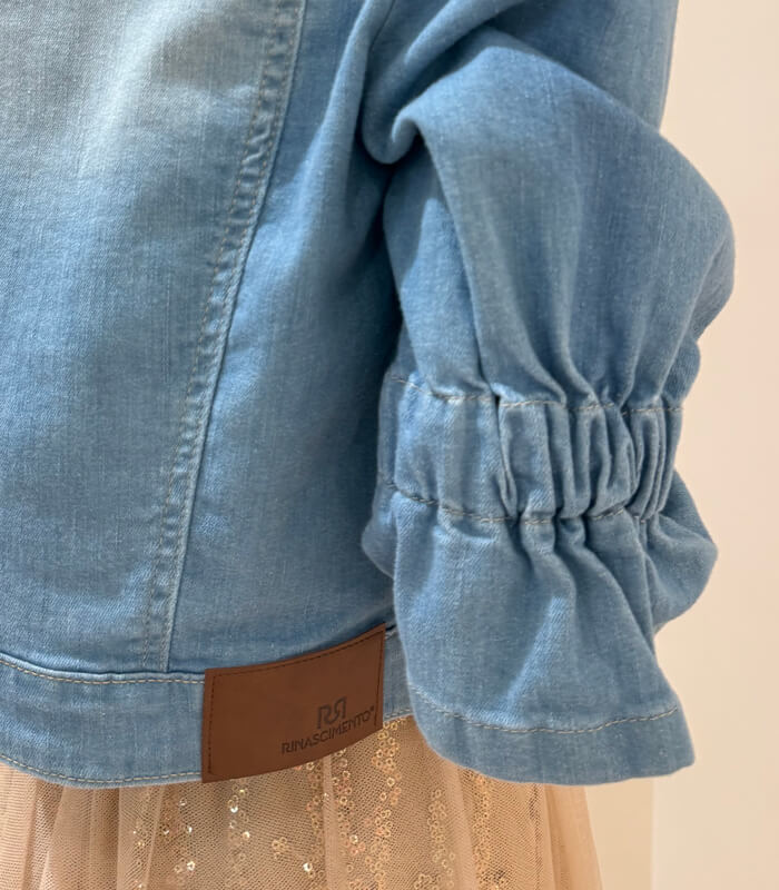 【SALE】【Rinascimento】ギャザースリーブハーフデニムジャケット▼RIN123613