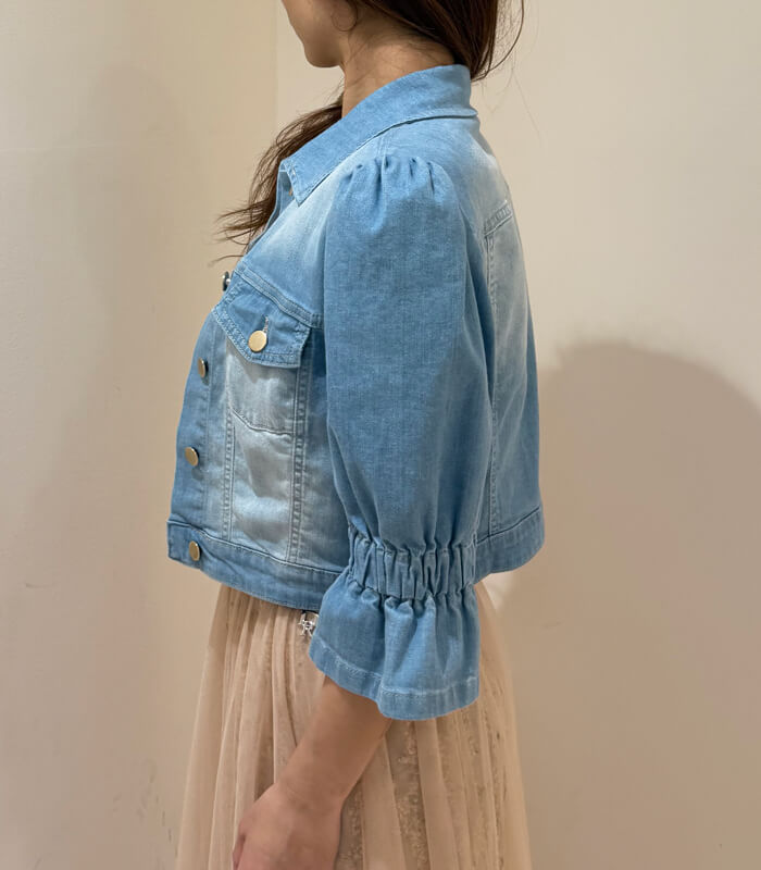 【SALE】【Rinascimento】ギャザースリーブハーフデニムジャケット▼RIN123613