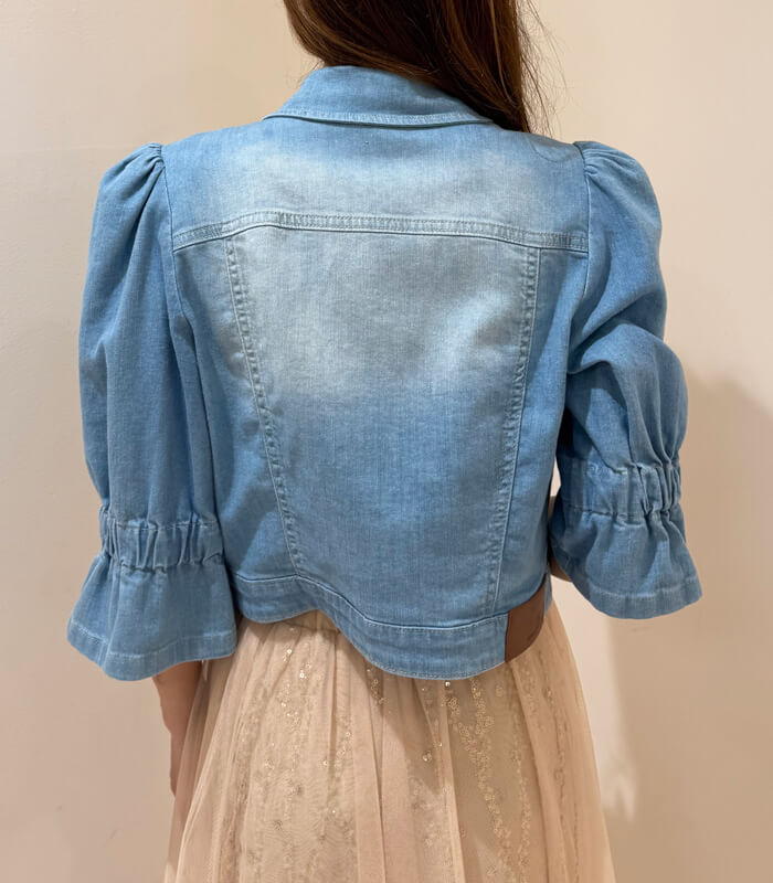【SALE】【Rinascimento】ギャザースリーブハーフデニムジャケット▼RIN123613