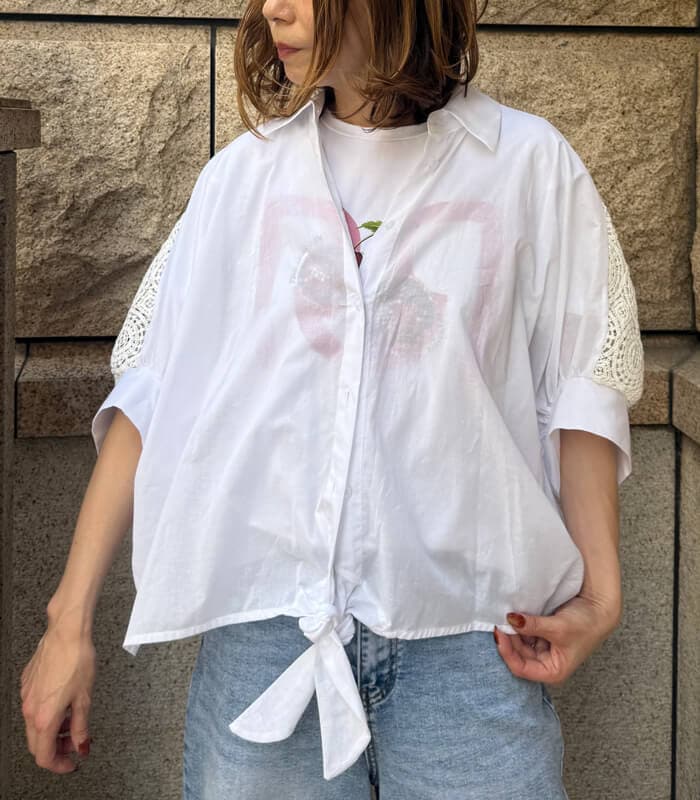 RINASCIMENTO】レースバック切替リボンシャツ▽ITRIN129800 | WEAR