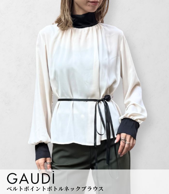 【GAUDI】ベルトポイントボトルネックブラウス★IT521FD45031