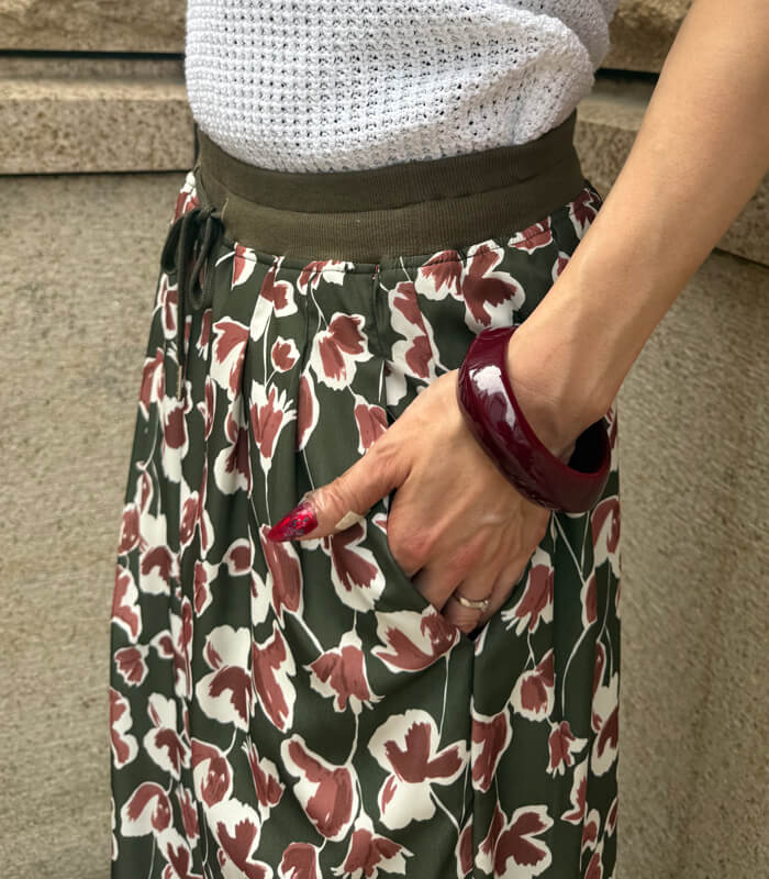 【SALE】【MoNiLE】ジョーゼット花柄タックパンツ▼☆2923