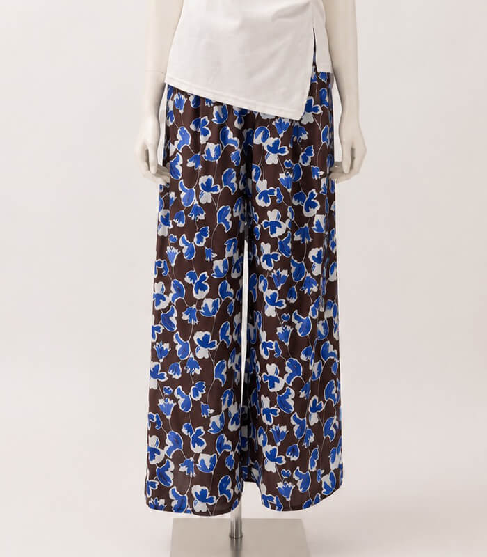 【SALE】【MoNiLE】ジョーゼット花柄タックパンツ▼☆2923
