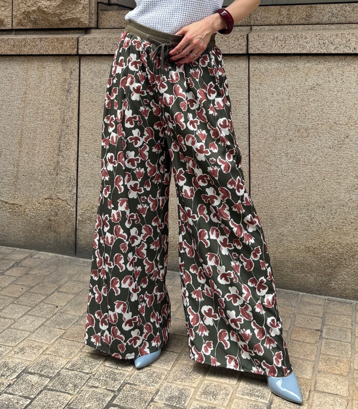 【SALE】【MoNiLE】ジョーゼット花柄タックパンツ▼☆2923
