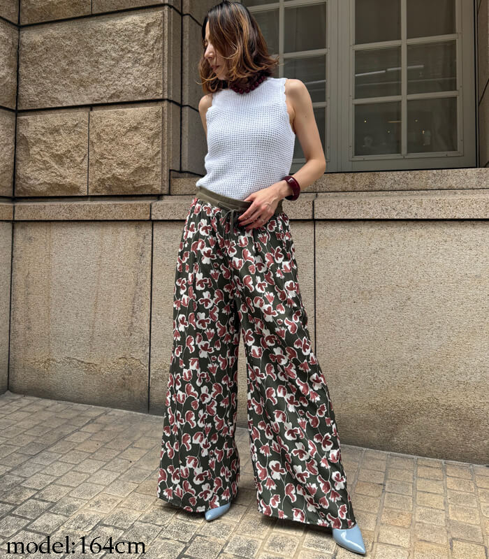 【セット】HANA ロゴTシャツ ロゴパンツ 上下Mサイズ SALE】【MoNiLE】ジョーゼット花柄タックパンツ▽2923 | WEAR,パンツ