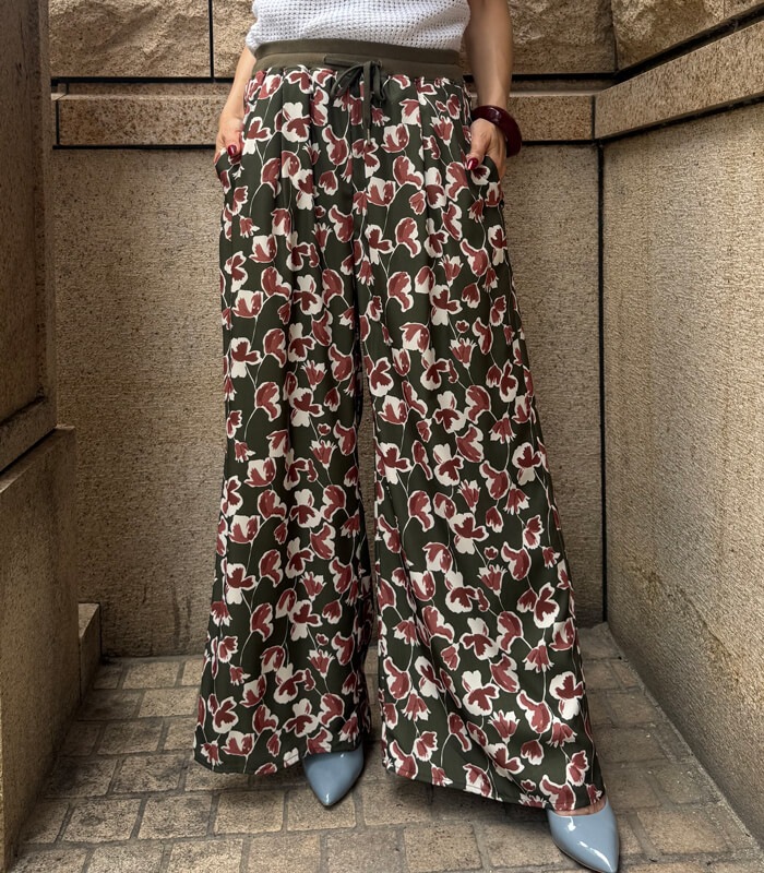 【SALE】【MoNiLE】ジョーゼット花柄タックパンツ▼☆2923