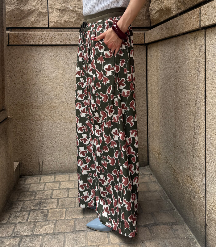 【SALE】【MoNiLE】ジョーゼット花柄タックパンツ▼☆2923