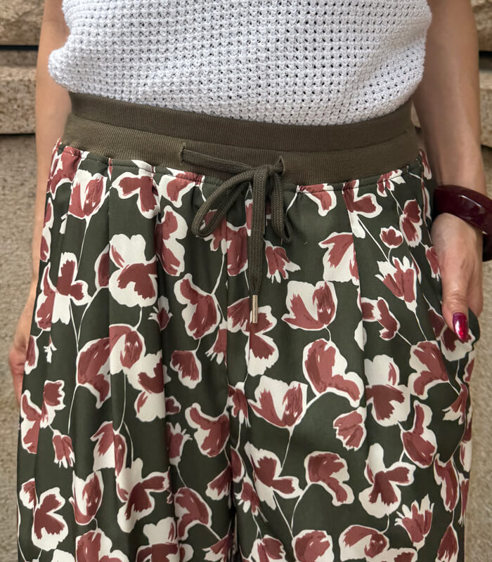 【SALE】【MoNiLE】ジョーゼット花柄タックパンツ▼☆2923