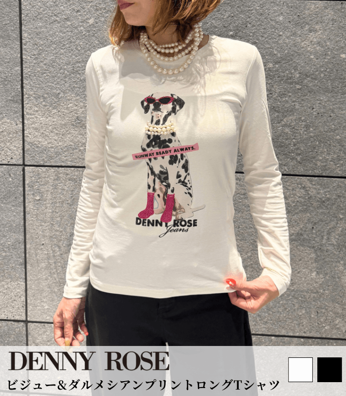 【DENNY ROSE】ビジュー&ダルメシアンプリントロングTシャツ★☆IT621ND64027
