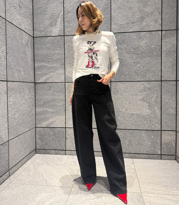 【DENNY ROSE】ビジュー&ダルメシアンプリントロングTシャツ★☆IT621ND64027
