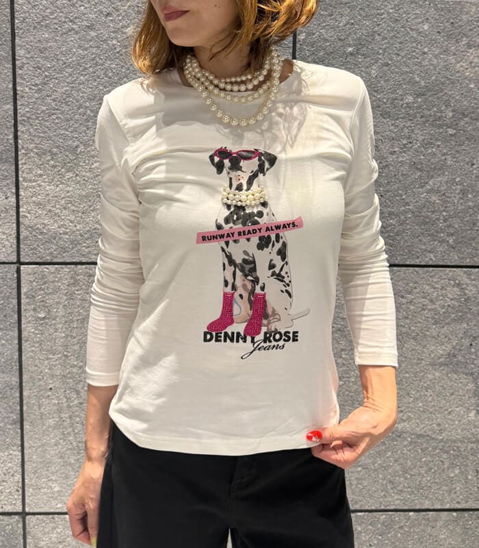【DENNY ROSE】ビジュー&ダルメシアンプリントロングTシャツ★☆IT621ND64027