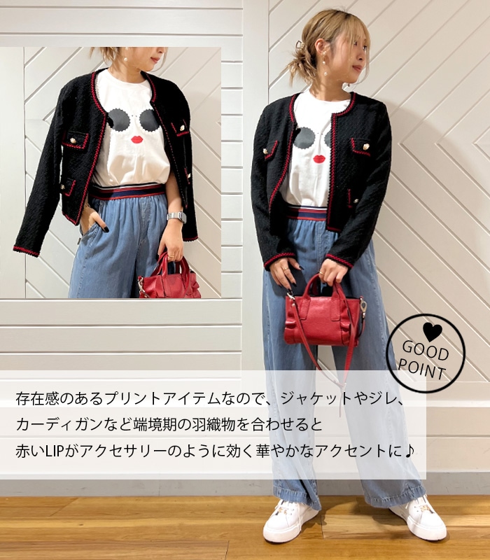 SALE】【a-jolie】パールサングラスプリントTシャツ▽☆AJ