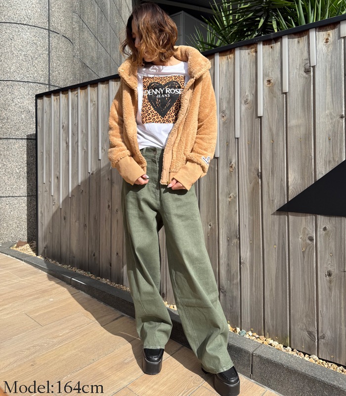 【Cafe de INDiGo】カーヴィーワイドデニム★ITMIE102PCE