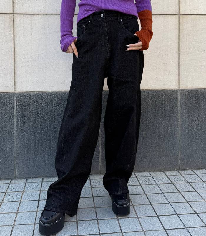 【Cafe de INDiGo】カーヴィーワイドデニム★ITMIE102PCE