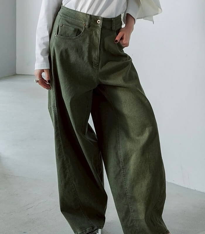 【Cafe de INDiGo】カーヴィーワイドデニム★ITMIE102PCE