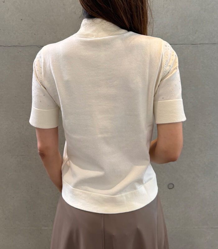 【GAUDI】ビジューポイント半袖ハイネックニット★IT621BD53054